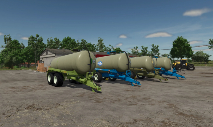 fs25-mods,  FS25 mods - Fortschritt HTS 100.27 v1.1.0.0 tank trailers in a parking area.