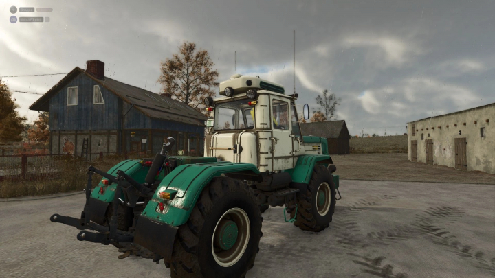 fs25-mods,  HTZ T 150K V8 tractor mod in Farming Simulator 25, parked in a rustic farm setting. FS25 mods.