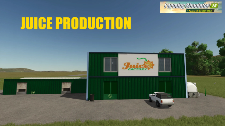 fs25-mods,  JUICE PRODUCTION mod for FS25 showing a juice factory building and truck