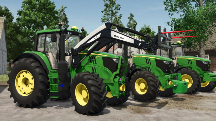 fs25-mods, FS25 mod showcasing John Deere 6M Large Series tractors with loaders in Farming Simulator 25.