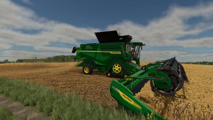 fs25-mods,  FS25 mod John Deere harvesting in wheat field, Farming Simulator 25.