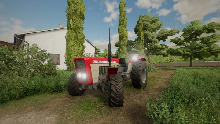 fs25-mods,  Lindner BF 4505 A tractor mod for FS25 in a rural setting.