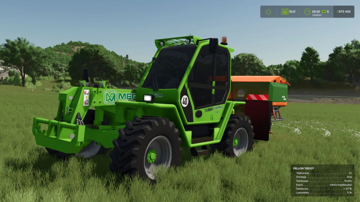 fs25-mods,  FS25 mod Merlo P41.7 Turbofarmer in a grassy field, showcasing Farming Simulator 25 equipment.