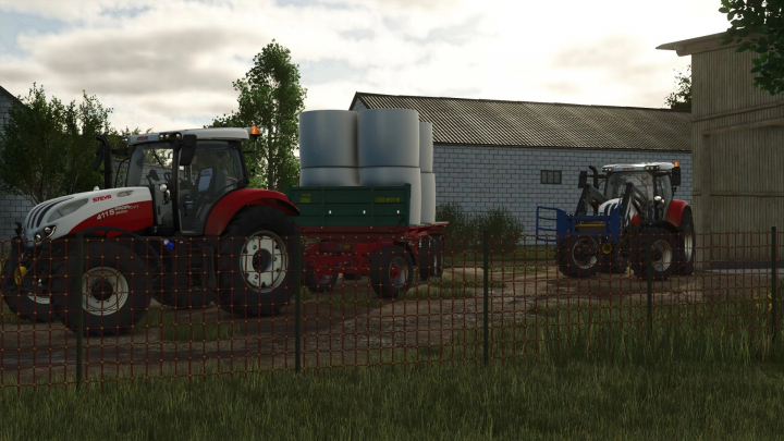 fs25-mods, FS25 mod showcasing Steyr Profi TIER 4B tractor loading bales on a farm.