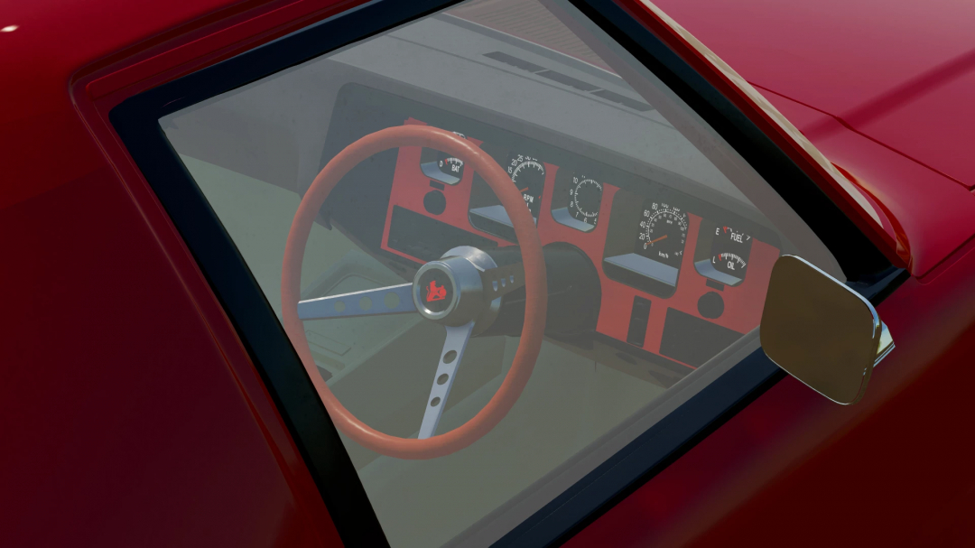 Interior view of 1971 Holden Belmont HQ mod for FS22, showcasing dashboard and steering wheel.