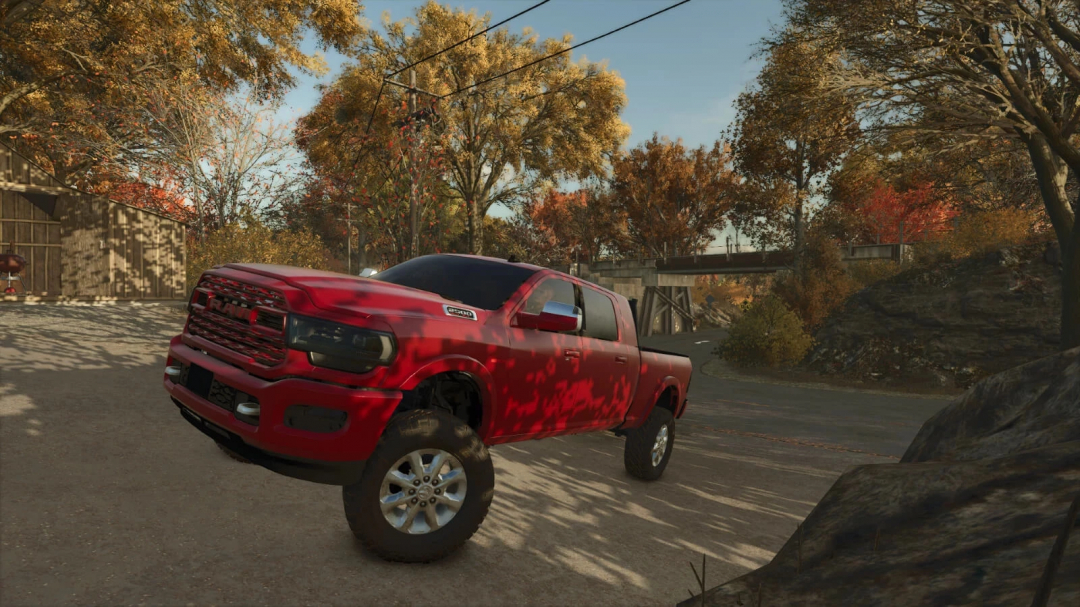 2024 Dodge Ram 2500 Mega Cab mod in FS25, autumn scenery