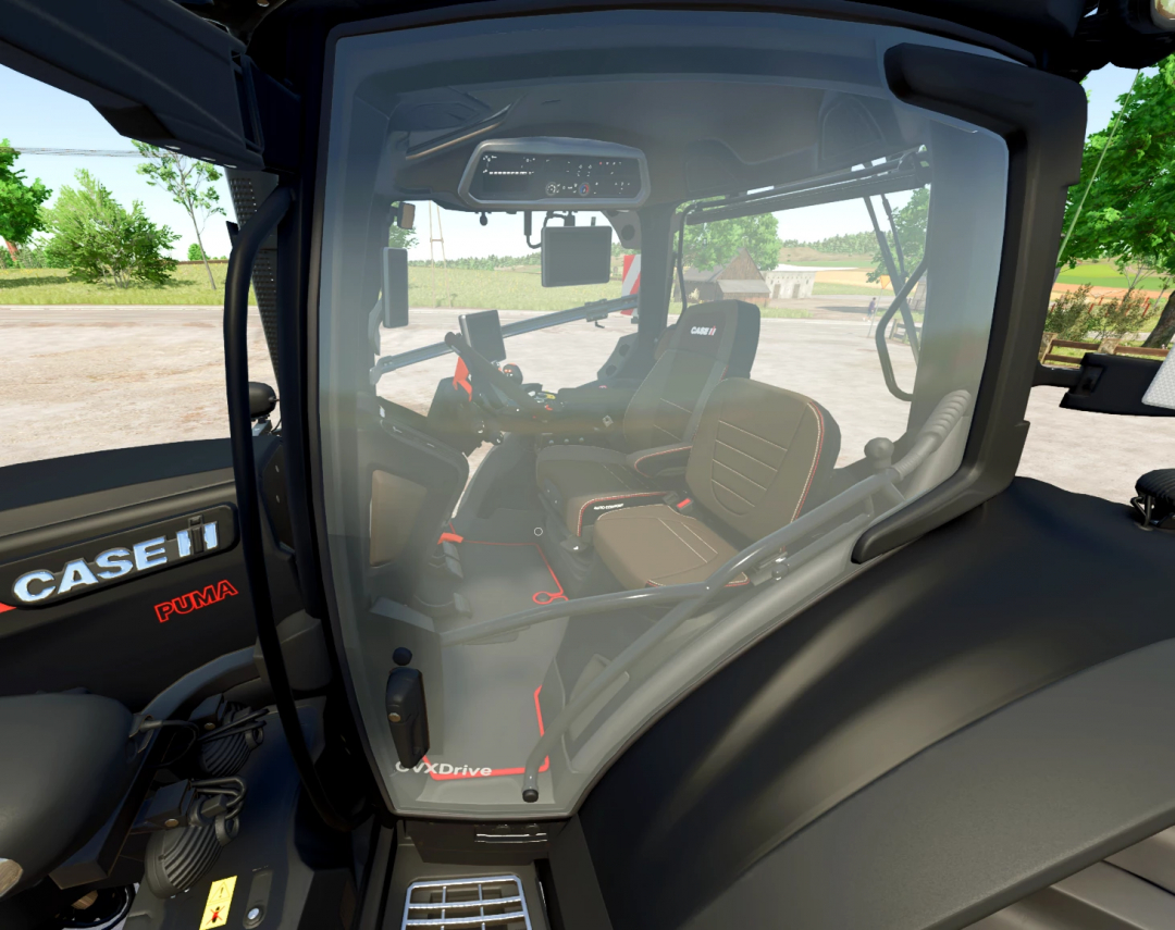 Interior view of CaseIH Puma tractor mod in FS25, showcasing detailed cabin in Farming Simulator 25.