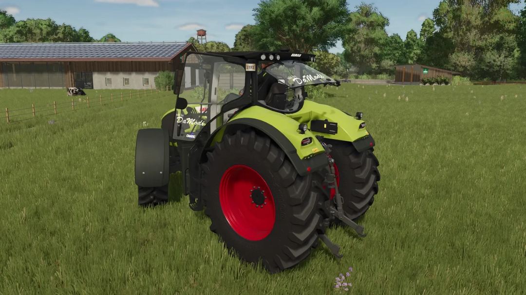 Claas Axion 900 Special tractor mod for FS25 on a green field, showcasing detailed design.