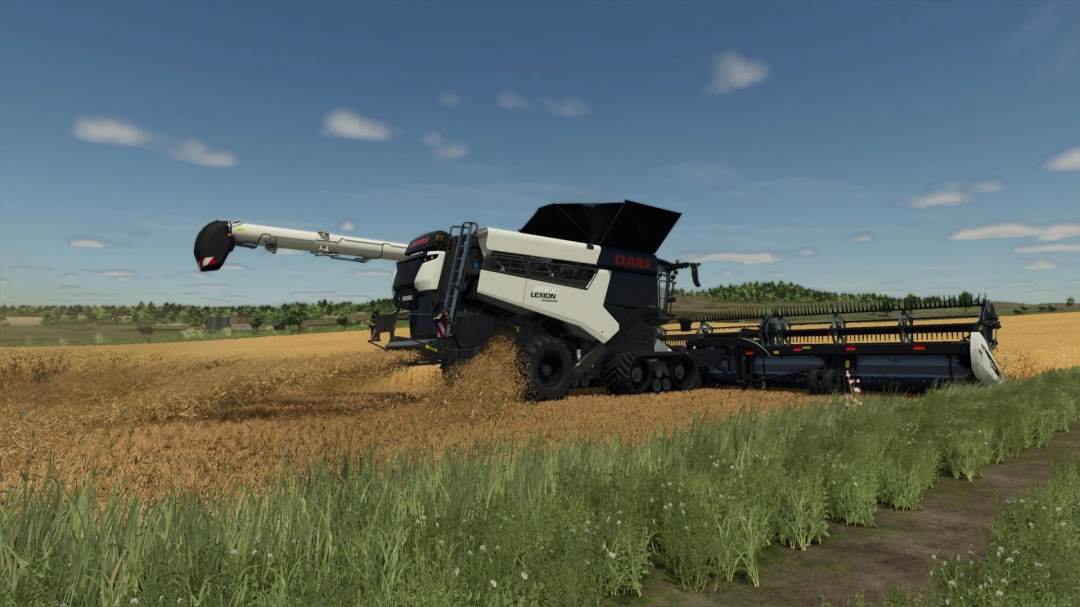 FS25 mod Claas Lexion 8900 Enhanced v1.0.0.0 harvesting wheat field.