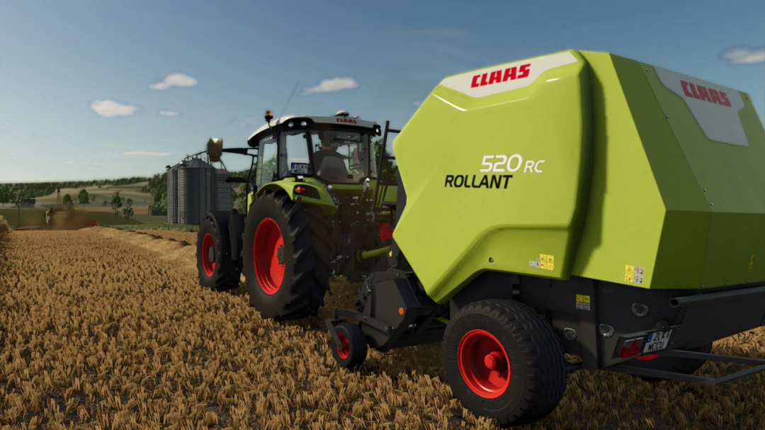 Claas Rollant 520 baler mod in Farming Simulator 25 on a field.