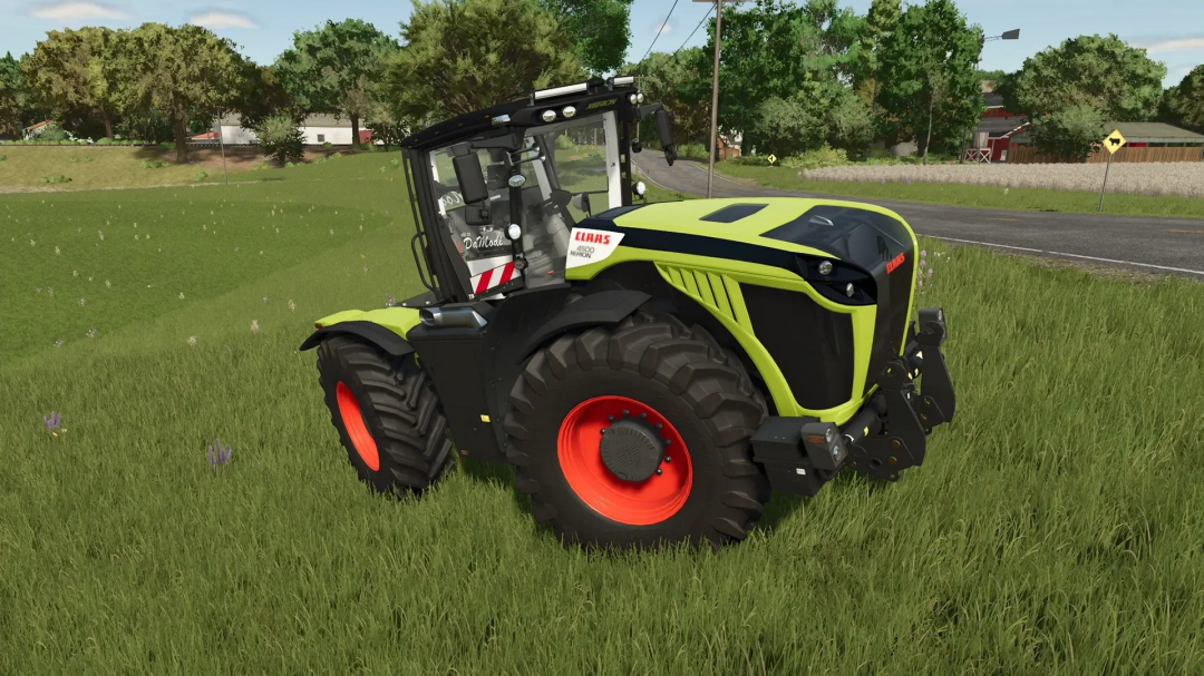 FS25 mod Claas XERION 5000 Special v1.1.0.0 tractor on a grassy field.