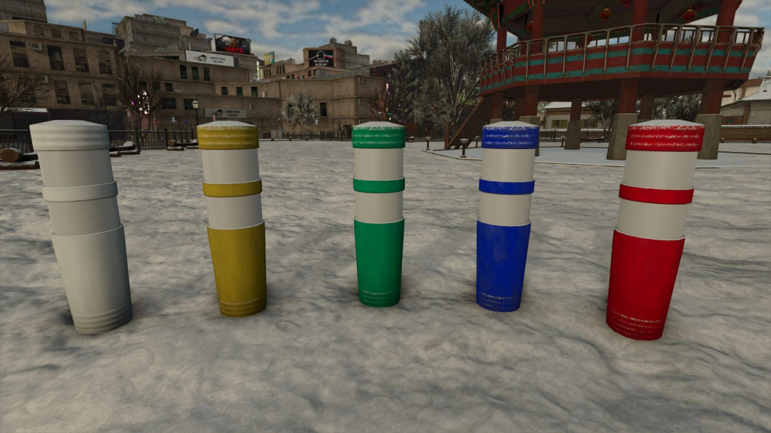 Colorful European Self-Releasing Beacons in Farming Simulator 25 mod.