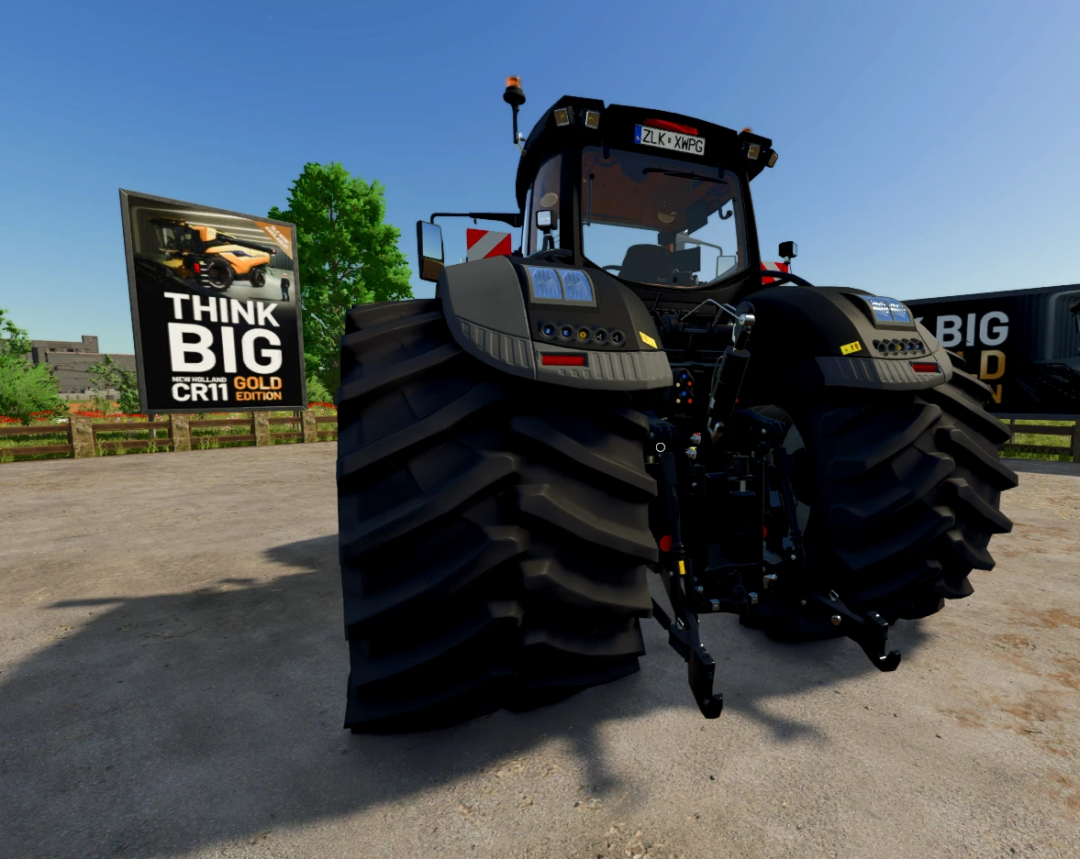 Fendt Vario 1000 Edit mod v1.0.0.0 in FS25, showcasing large rear tires with a 'Think Big' sign in the background.