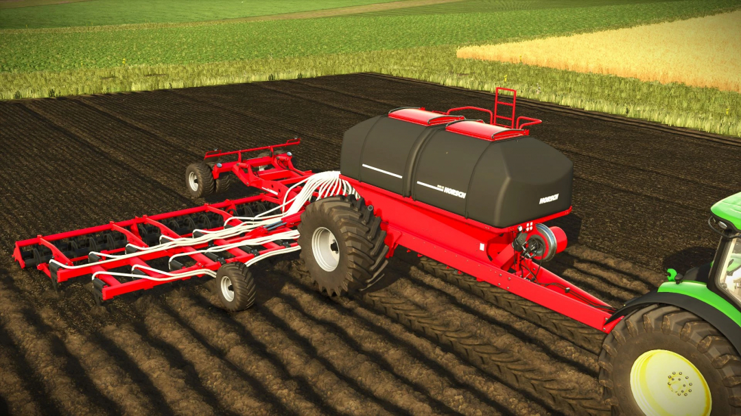 FS25 Horsch EVO CS 12 mod showcasing a red agricultural machine on a farm field.