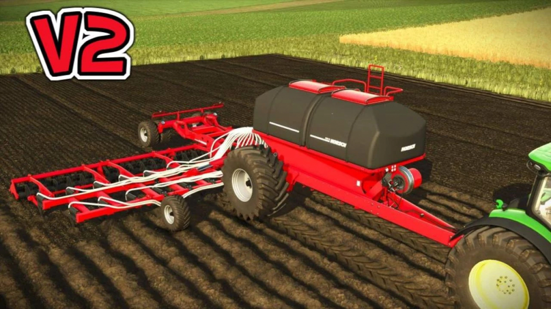 Horsch EVO CS 12 v2.0.0.0 mod for Farming Simulator 25 showing red seeding machine on a field.