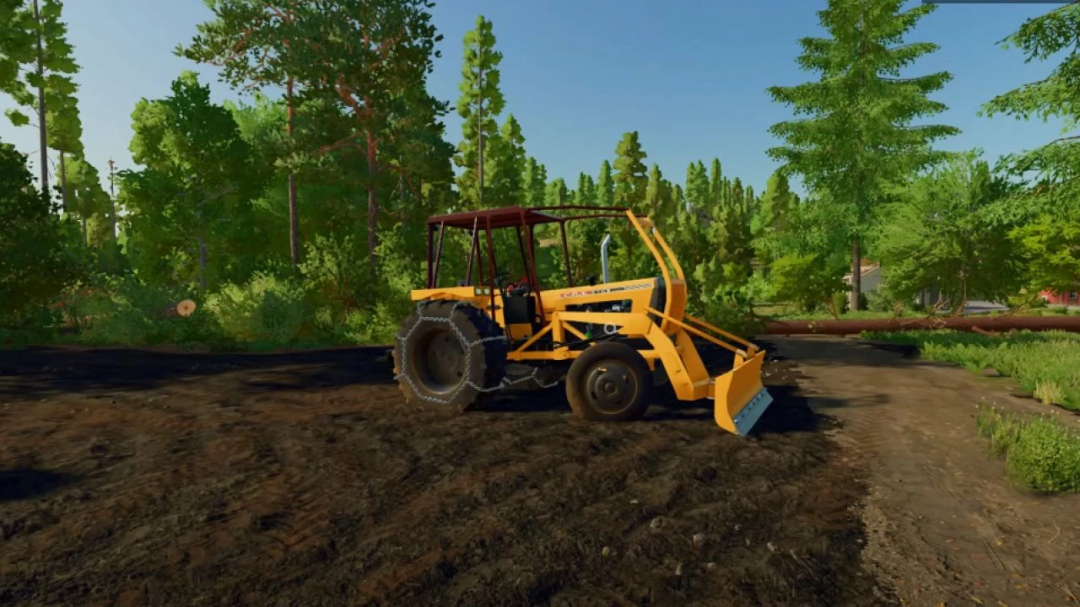 FS22 mod Lizard CBT 2105 tractor in a forest clearing, Farming Simulator 22