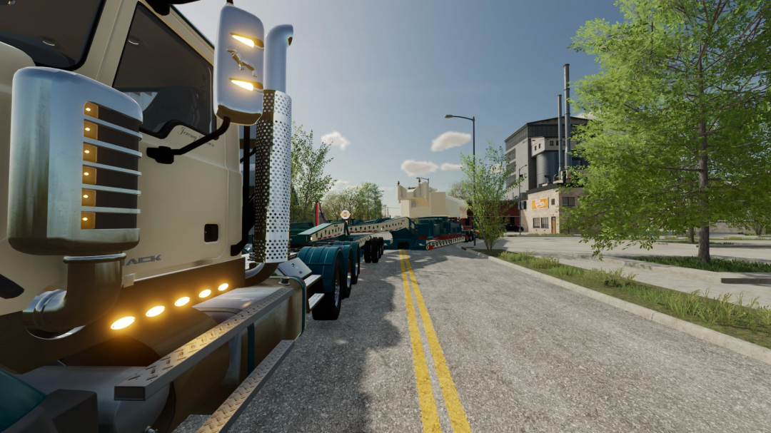 FS22 mod Mack Titan truck on urban road in Farming Simulator 22