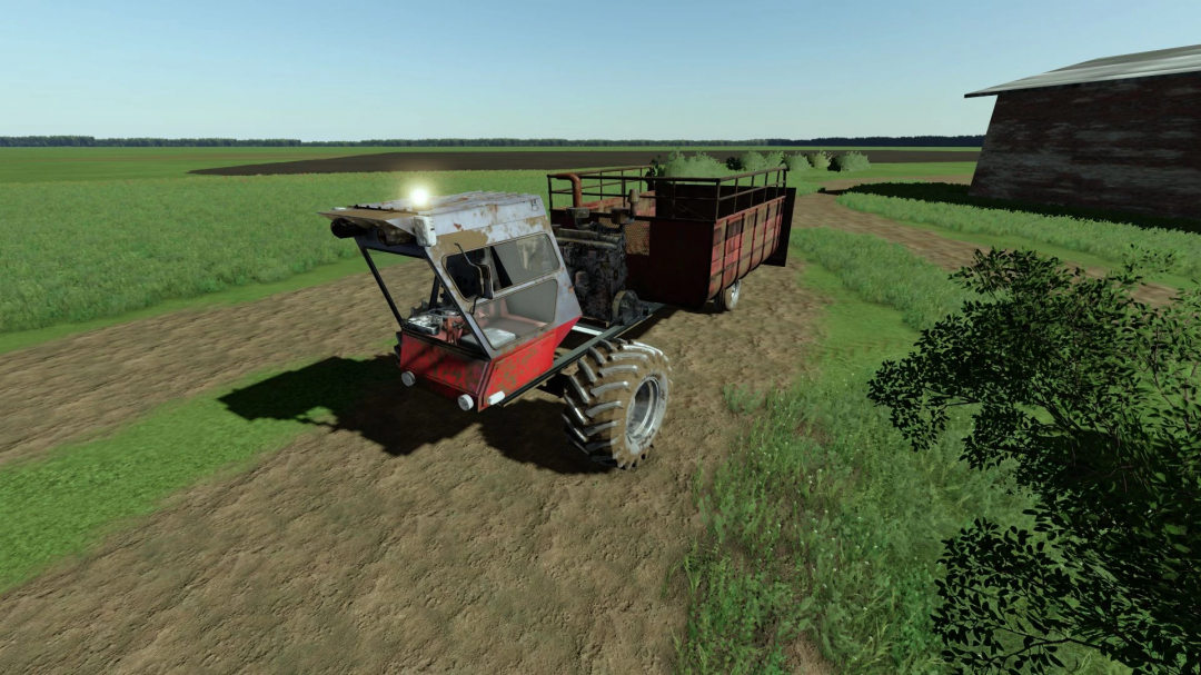 NIVA SAMOPAL mod in FS22, showing an old tractor on a farm path.