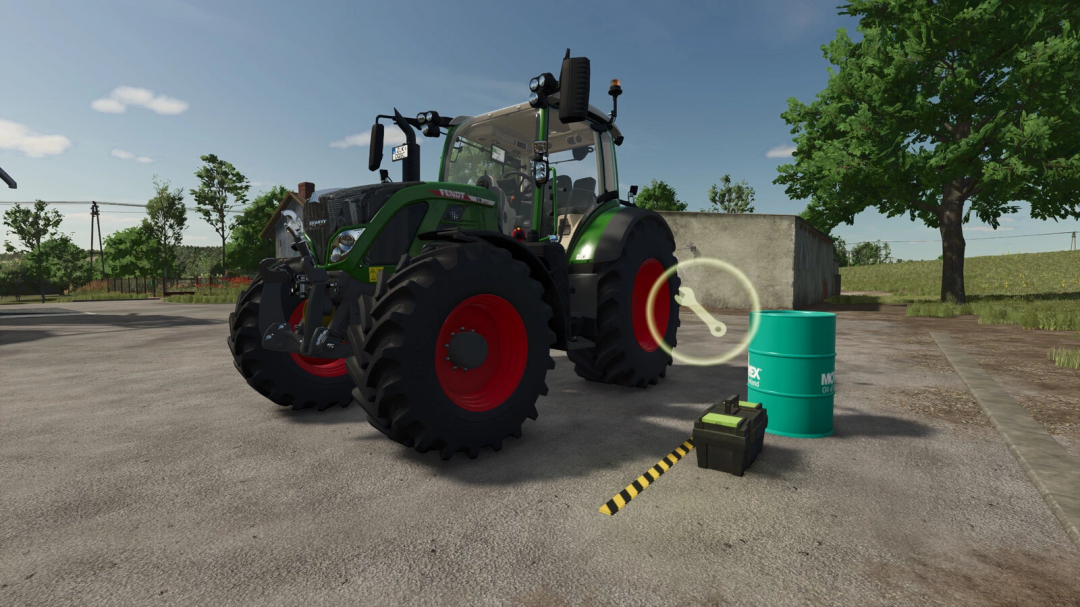 FS25 mod Small Workshop v1.0.0.0 showing a tractor with a repair tool icon.