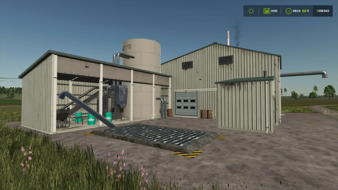 FS25 mod Special Fabrications v1.0.0.0 featuring an industrial facility with silos and machinery.