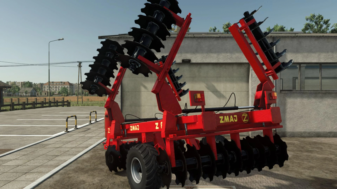 Zmaj Z844 mod for FS25 displayed in a virtual farm setting, showcasing detailed farming equipment.