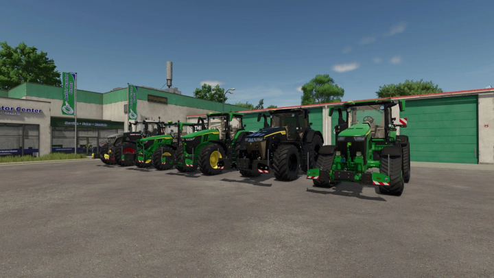 fs25-mods,  Line of tractors with AGRIbumper at Arctic Tractor Center in FS25 mod.