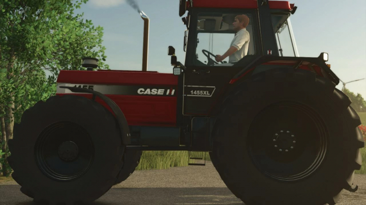 fs25-mods, Side view of Case IH 1455XL tractor mod in FS25, showcasing its detailed design.