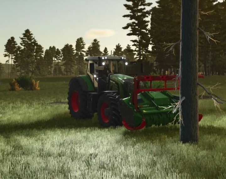 fs25-mods,  FS25 mod 'Delete tree v1.0.0.0': Tractor in a forest clearing removing a tree.