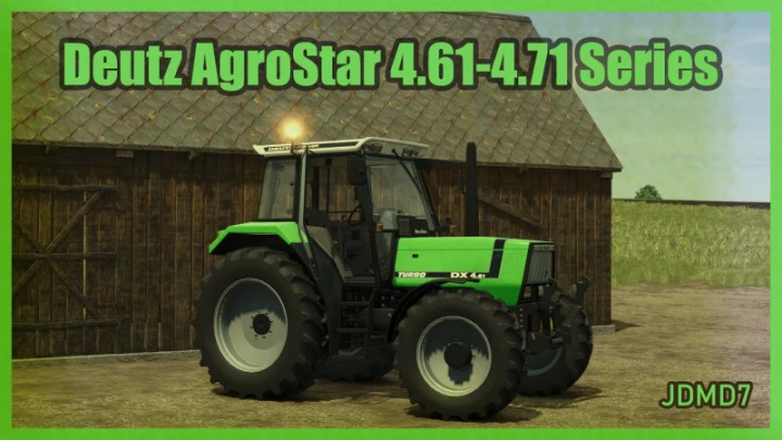 fs25-mods,  FS25 Deutz AgroStar 4.61-4.71 Series mod displaying a green tractor in front of a barn in Farming Simulator 25.