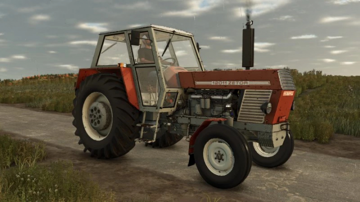 fs25-mods,  FS25 mod Zetor tractor from the 6 Pack v1.0.0.0 parked on a farm road in Farming Simulator 25.