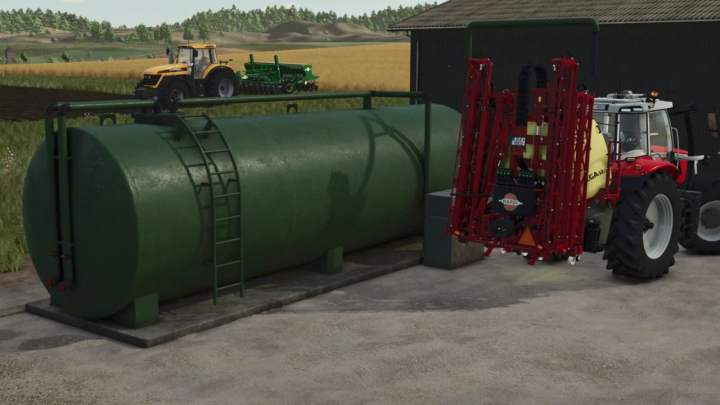 fs25-mods,  FS25 mod Fertilizer Tank v1.0.0.0 with tractor and equipment near a field.