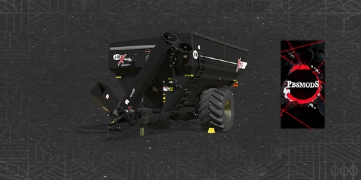 fs25-mods,  JM X1112 BLACK mod for Farming Simulator 25, featuring a black grain cart with PBSMods logo.