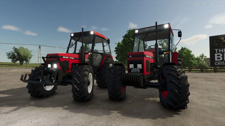 fs25-mods,  Two Zetor 62-7745 tractors in FS25 mod, parked on a sunny day. Farming Simulator 25 mods enhance gameplay with realistic vehicles.