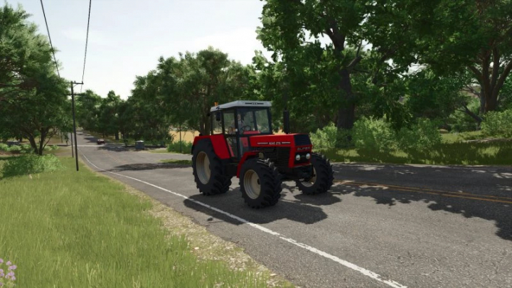 fs25-mods,  Zts 16245 tractor mod in Farming Simulator 25, shown on a rural road surrounded by trees.