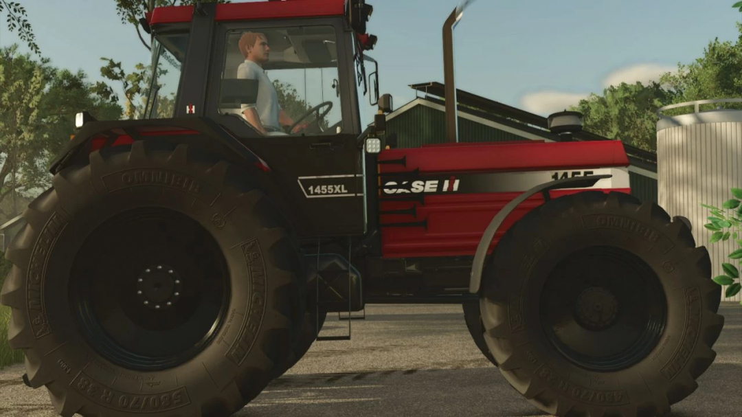 FS25 mod showcases Case IH 1455XL tractor in Farming Simulator 25.