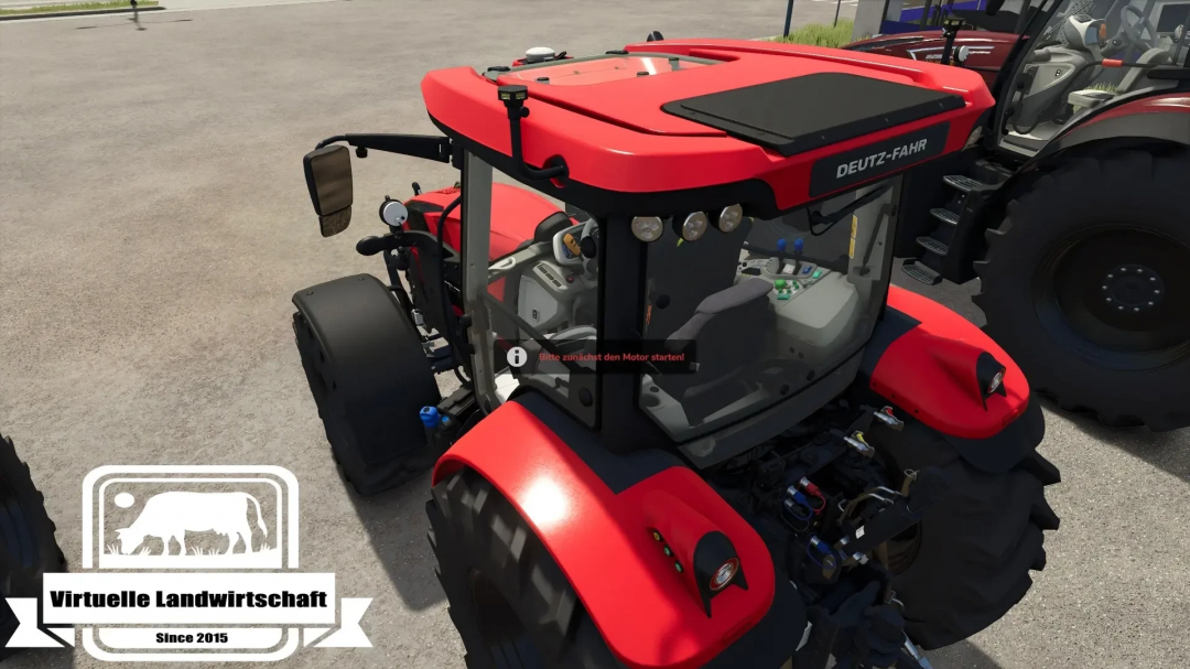 Deutz Series 6c Multicolor tractor in FS25 mod, showcasing its detailed cabin interior and exterior design.