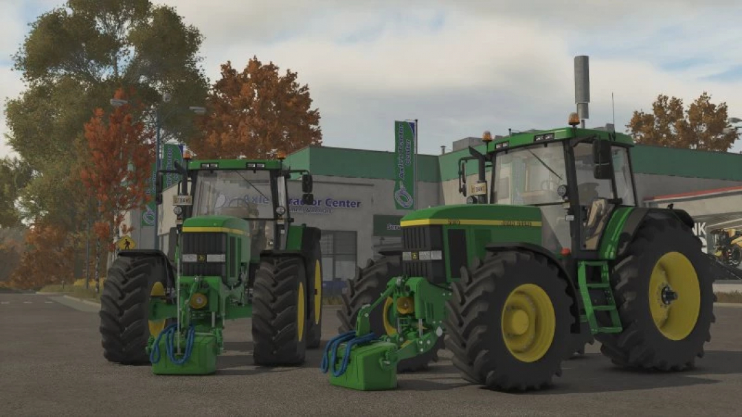 FS25 mods showcase: Two tractors with JD 900kg weight v1.0.0.0 in Farming Simulator 25.