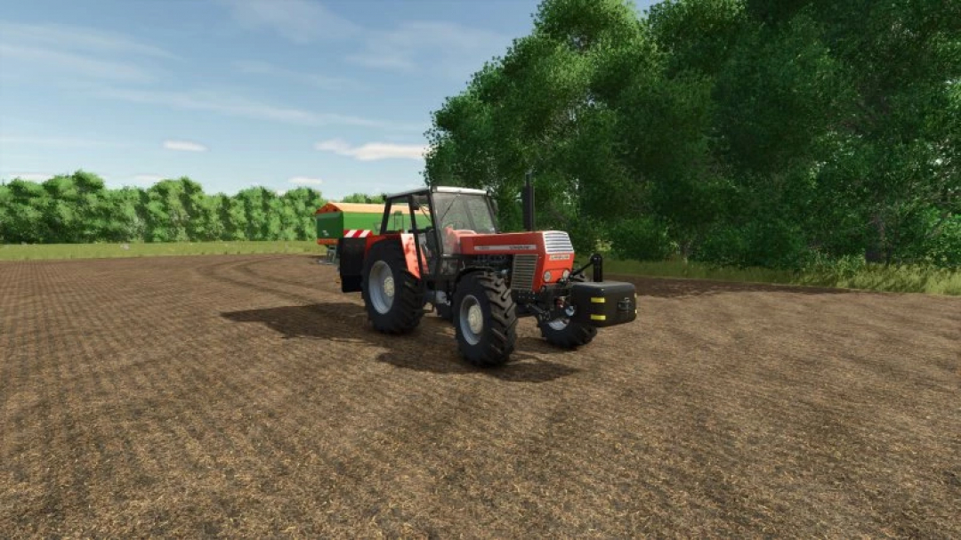 FS25 Ursus 1201-1614 pack mod showcasing a tractor in a field, Farming Simulator 25.