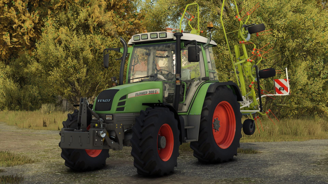 Fendt Farmer 300 Ci tractor mod in FS25, showcasing detailed design against a forest backdrop.