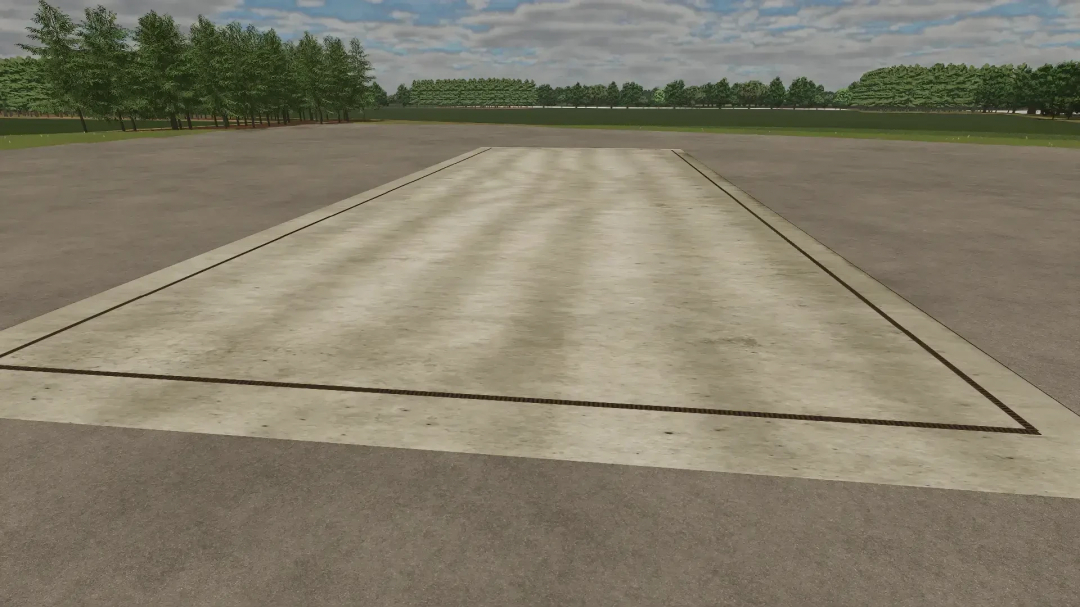 FS25 mod FreilandSilo 40x90m v1.0.0.0 depicting a large empty concrete silo space in Farming Simulator 25.