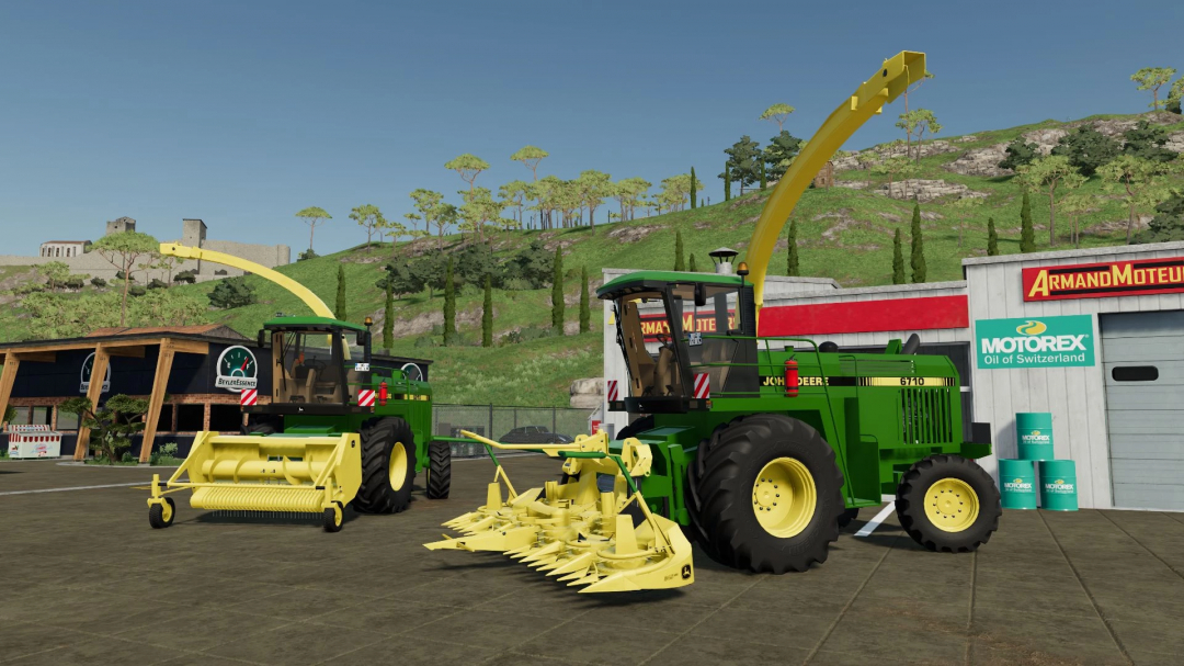 John Deere 6610-6910 mod for FS22 in a workshop setting