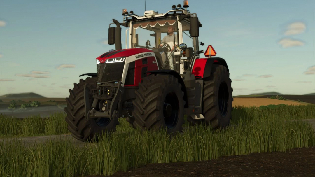 Massey Ferguson 8S tractor mod in FS25 on a grass field