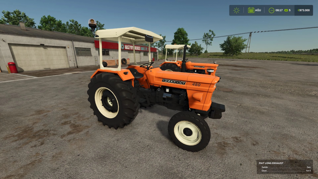 FS25 mod showing Turkish Fiat 480 tractor in farm setting. Farming Simulator 25 mods enhance gameplay realism.