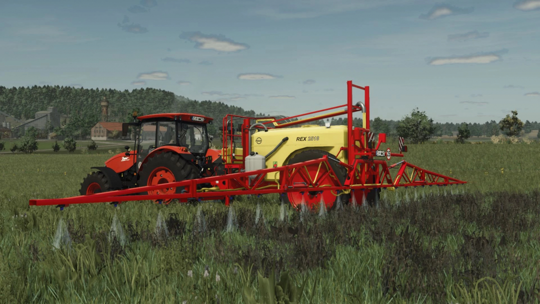 FS25 mod Unia Pilmet REX 2518 v1.0.0.0 in action on a farm field.