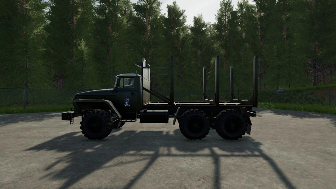 FS22 mod Ural 4320 Timber truck v1.0.0.0 in forest setting.