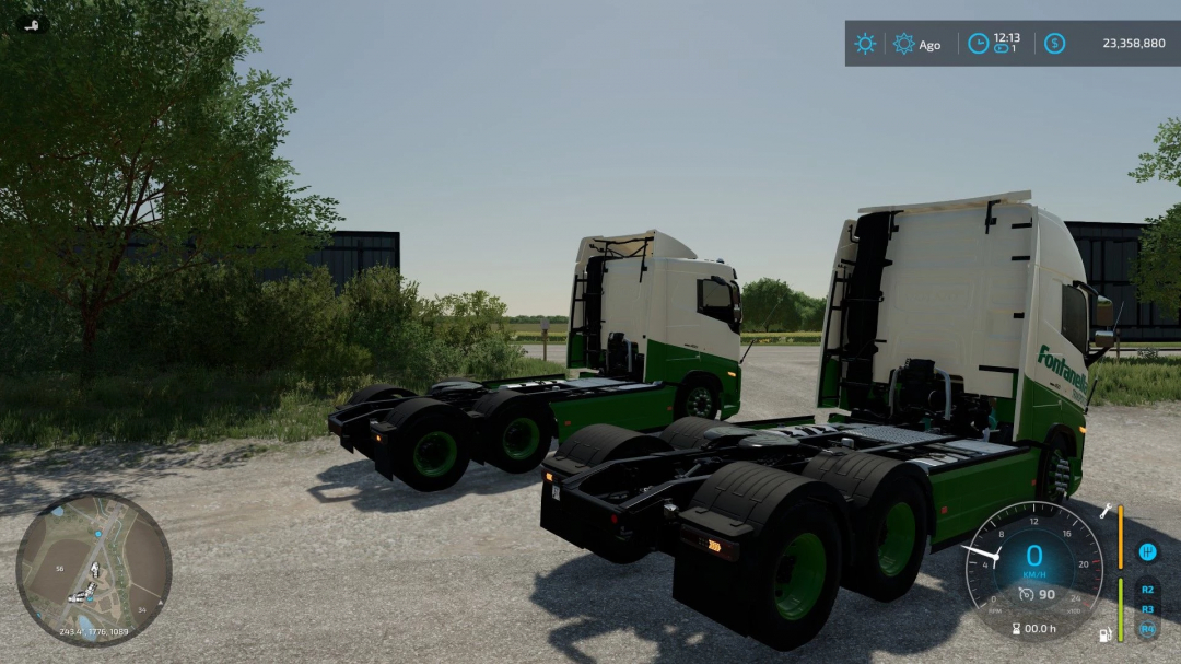 Volvo FH trucks, FS22 mod v1.0.0.0, parked in a grassy area in Farming Simulator 22.