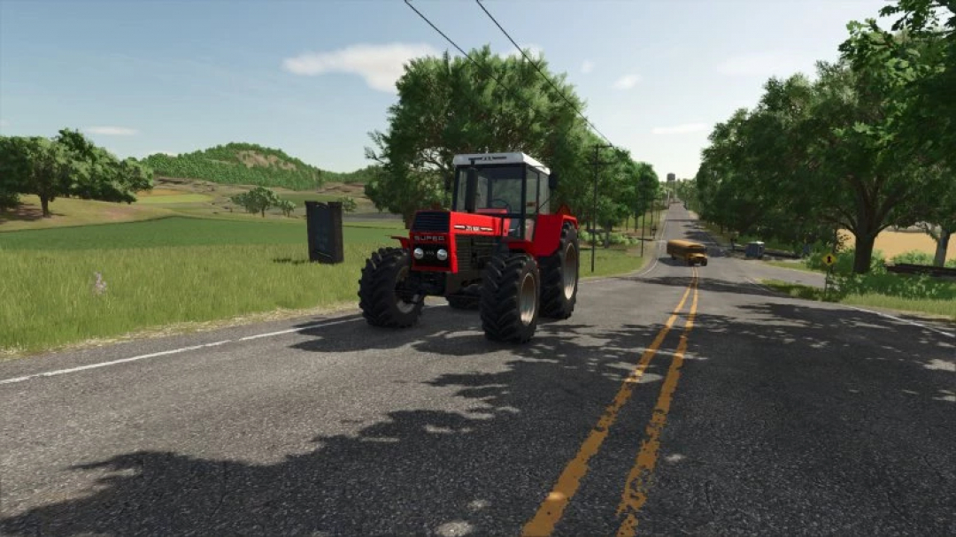 Zts 16245 tractor mod on road in Farming Simulator 25, showcasing FS25 mods.