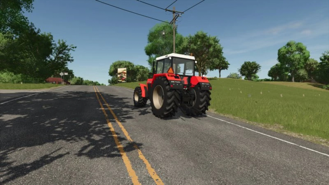 Zts 16245 tractor on country road in FS25 mod Farming Simulator 25.