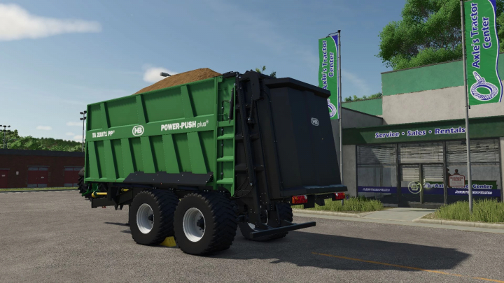 fs25-mods,  FS25 mod Brantner TA 23071 trailer v1.0.0.0 parked by Axle's Tractor Center in Farming Simulator 25.