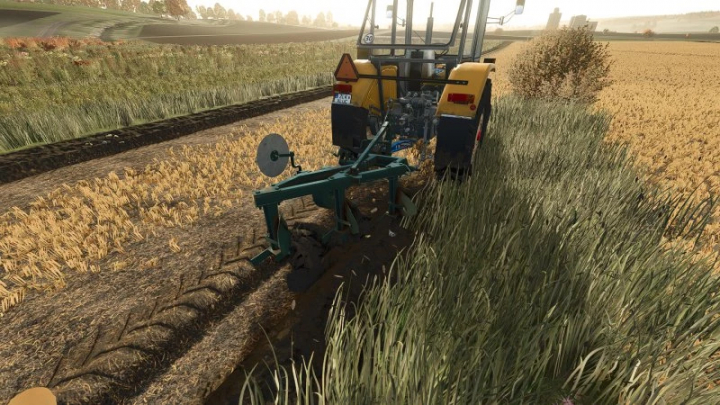 fs25-mods,  FS25 Unia Grudziadz U023 mod plowing field in Farming Simulator 25.